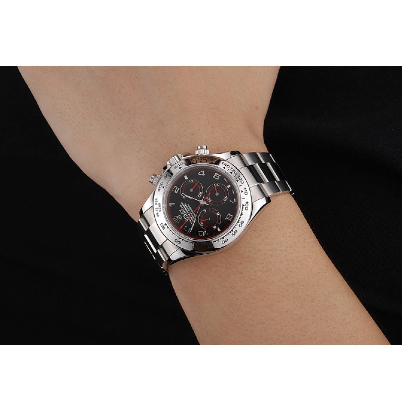 Rolex copies cheap Steel Daytona Bracelet Black Swiss Rolex Stainless Dial 80296 0819